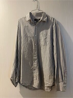 Adam Levine Collection Men's Gray and White Check Button-Down Shirt